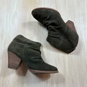 Splendid Rodeo Olive Green Suede Leather Slouchy Western Boho Ankle Booties 7